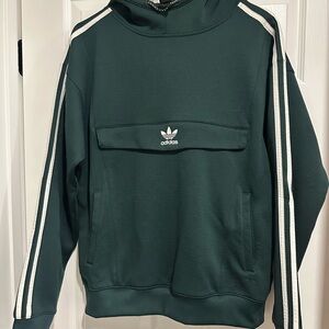 Adidas Green Hoodie with White Stripes